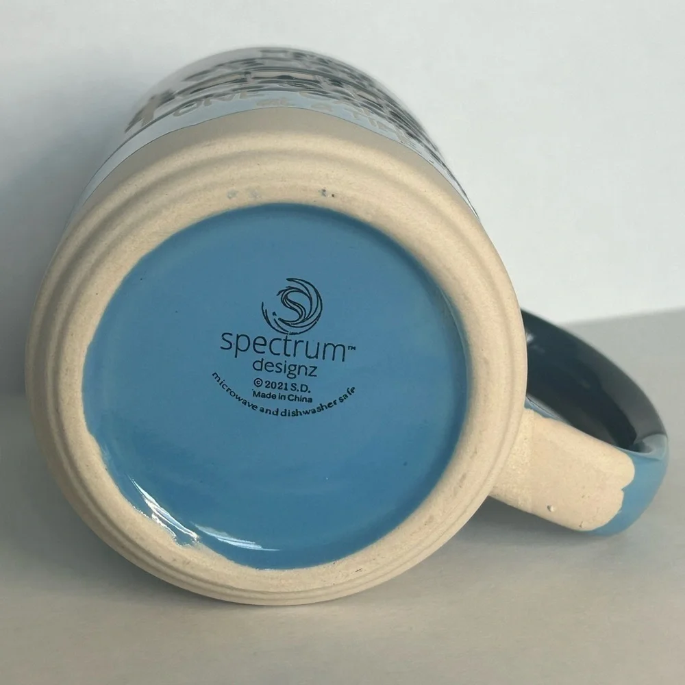 SOLD—Campsite Memories Raised Image Coffee Mug Gift Spectrum Designs Blue - Picture 4 of 7